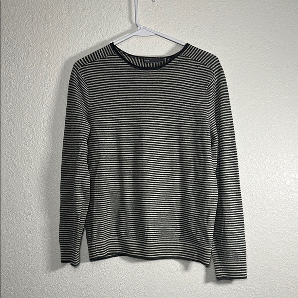 Vince Wool Blend Striped Grey and White Sweater Small - Picture 1 of 6